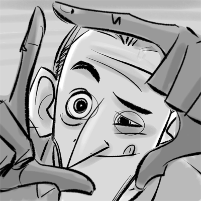 a gif drawing of Toby framing a shot